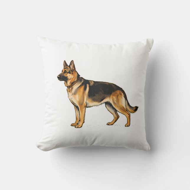 Coussin double face avec Tête de Berger Allemand (Recto)