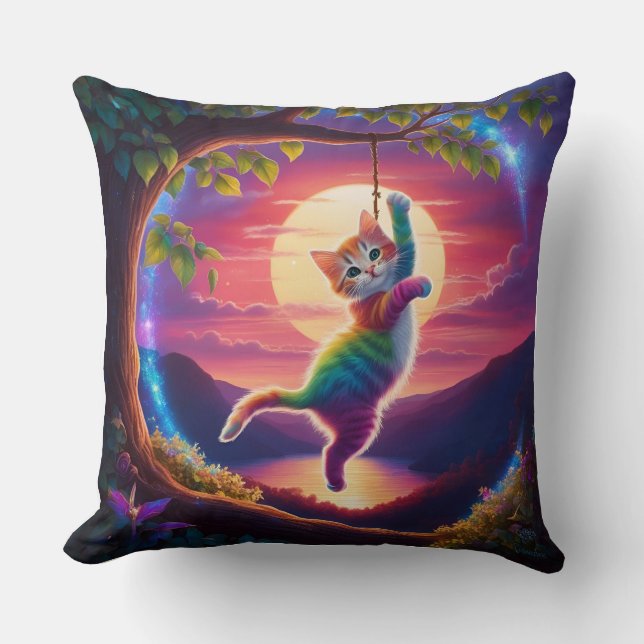 Coussin double face : Hologramme coucher de soleil (Recto)