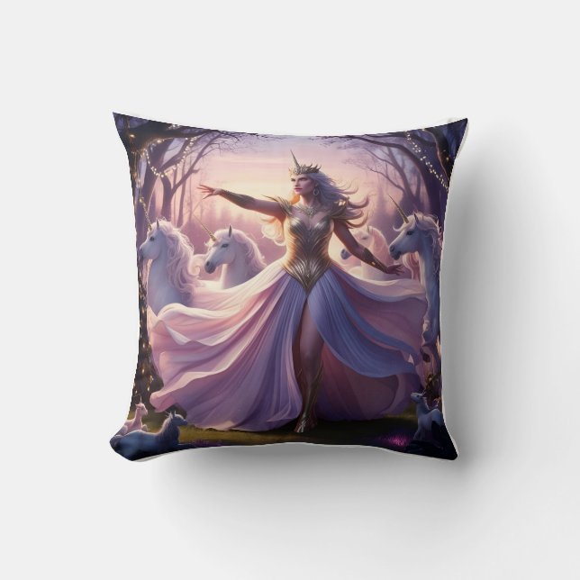 Coussin double face : Unicorne multi-tonus éthériq (Recto)