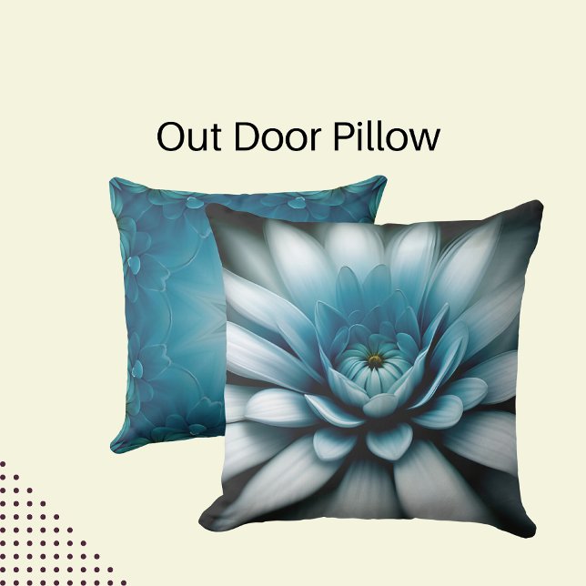 Coussin Double Fleur bleue sur Arrière - plan noir (Créateur téléchargé)