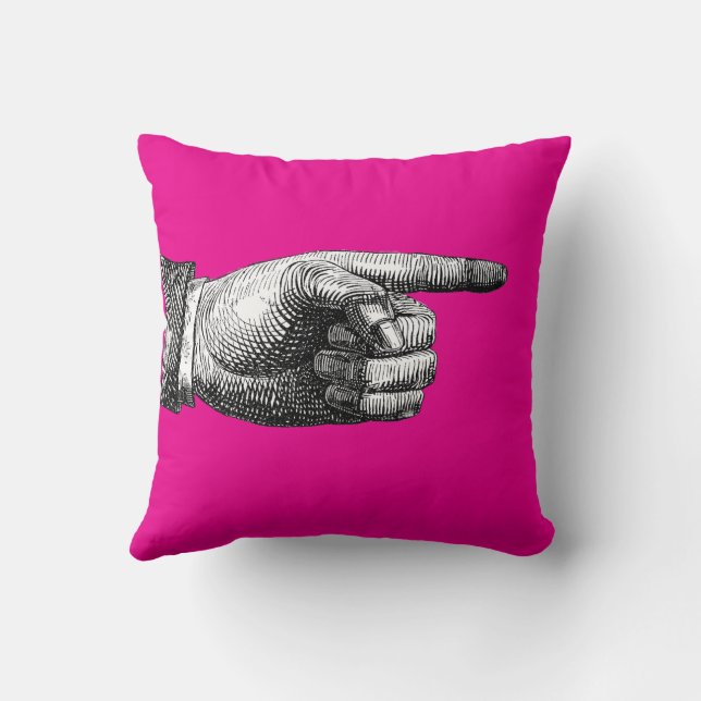Coussin Double Sided Finger Pointing Circus Throw Pillow (Verso)