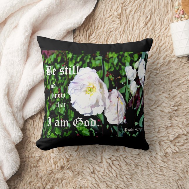 Coussin Double Tulipes Psaume 46:10 (Couverture)