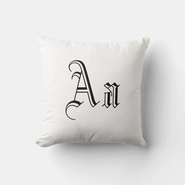 Coussin Double un Monogramme en noir et blanc I (Recto)