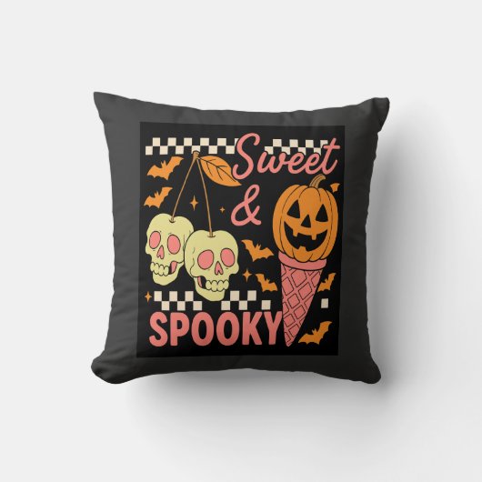 Coussin Douce et effrayante Halloween mignonne (Recto)