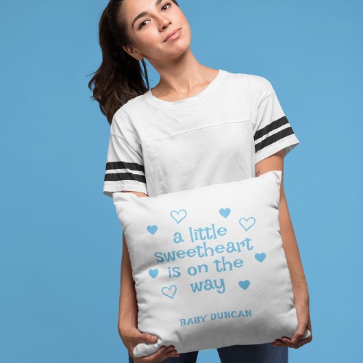 Coussin Douce Fête de Naissance de Bébé Garçon Bleu