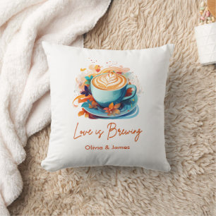 Coussin Douce Fleur Bleue L'amour se Prépare Café Enterrem