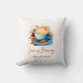 Coussin Douce Fleur Bleue L'amour se Prépare Café Enterrem (Recto)