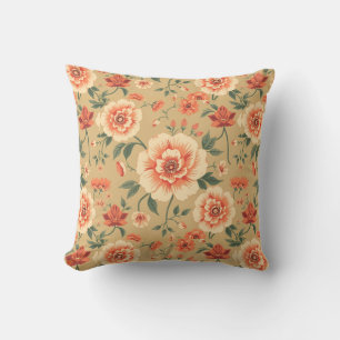 Coussin douce majestueuse rose pâle motif vintage