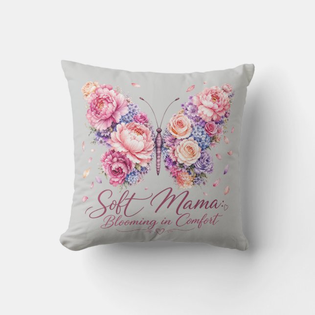 Coussin Douce Maman Fleurissant dans le Confort (Recto)