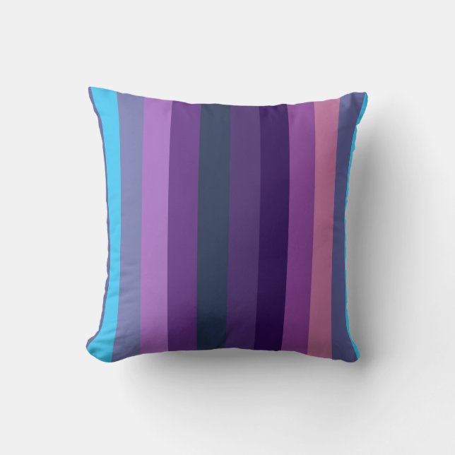 Coussin Douce Motif Rayé Éclectique Bleu-Violet Atténué (Recto)