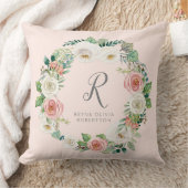 Coussin Douce petite fille | Couronne florale Monogramme (Couverture)