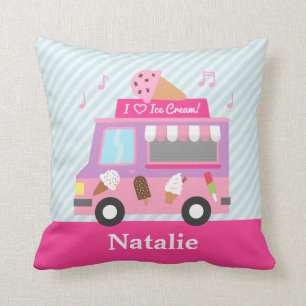 Coussin Douces Filles du Camion de Glace Rose Violet