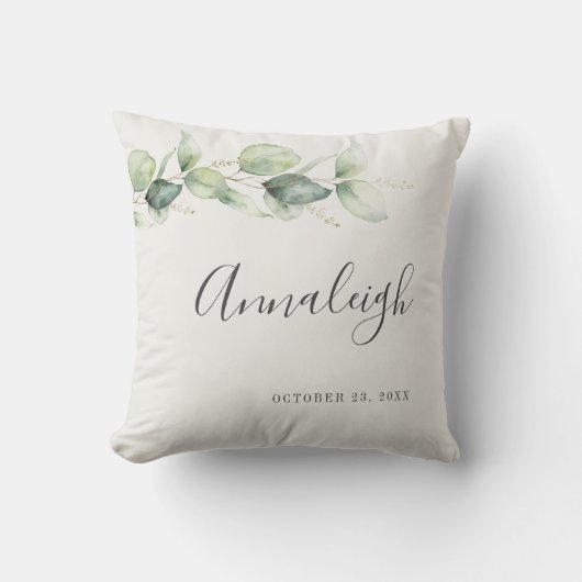 Coussin Douceur Botanique de Mariage avec Eucalyptus (Recto)