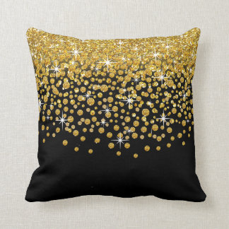 Coussin Douche Confetti Parties scintillant| noir or
