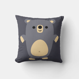 Coussin d'ours de caricature Bleu mignon