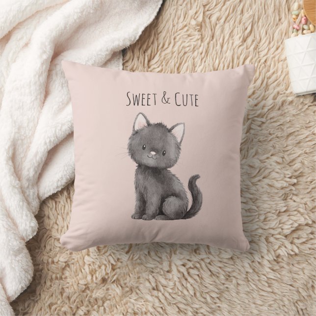 Coussin Doux Chat Gris Mignon (Couverture)