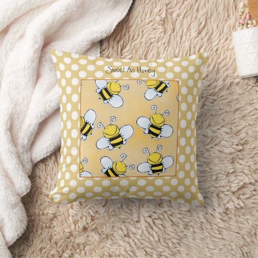 Coussin Doux comme les abeilles blanches à pois dorés (Couverture)