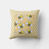 Coussin Doux comme les abeilles blanches à pois dorés (Verso)