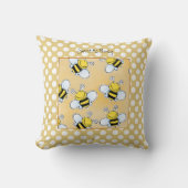 Coussin Doux comme les abeilles blanches à pois dorés (Recto)
