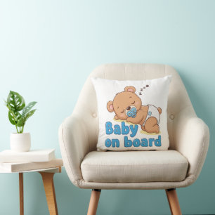 Coussin Doux Ours en Peluche Endormi Bébé à Bord Dessin An