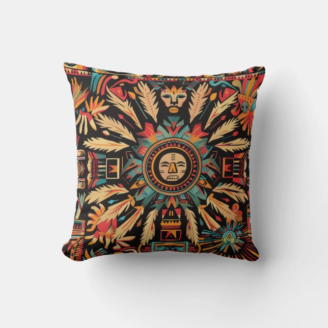 Coussin Doux Turquoise "Aztec Dream" Cosy Throw Cushion (Recto)