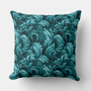 Coussin Doux Turquoise Turquoise Floral Élégant Confort
