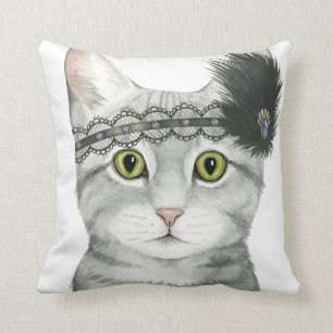 Coussin Downton Cat   Bejewted With Lace