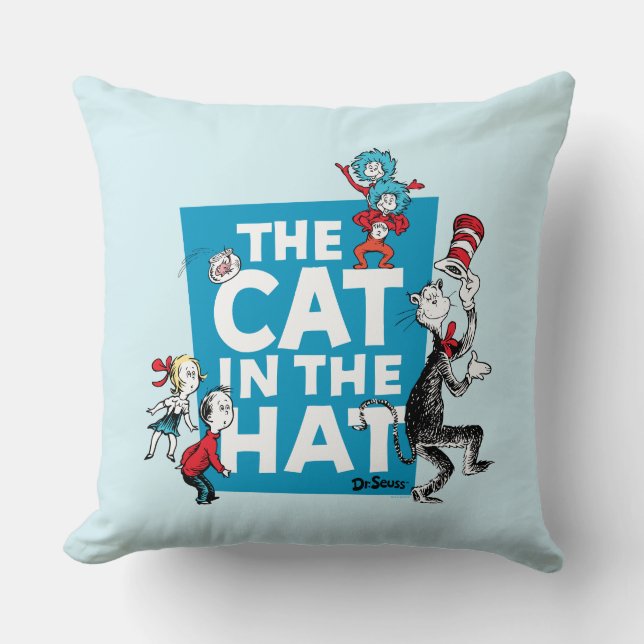 Coussin Dr Seuss | Chat dans le logo du Casquette - Caract (Recto)