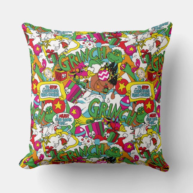 Coussin Dr Seuss | Motif coloré Grinch (Recto)