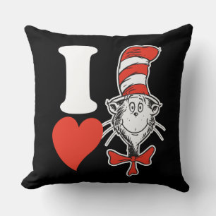 Coussin Dr. Seuss Saint-Valentin J'adore le Chat dans le