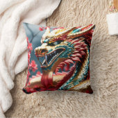 Coussin Dragon à respiration par feu balance or bleu et ro (Couverture)