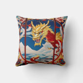 Coussin Dragon à souffle de feu Or et rouge (Verso)