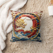 Coussin Dragon à souffle de feu Or et rouge (Couverture)