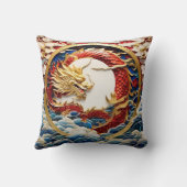 Coussin Dragon à souffle de feu Or et rouge (Verso)