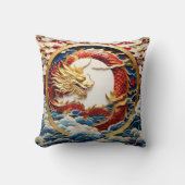 Coussin Dragon à souffle de feu Or et rouge (Recto)