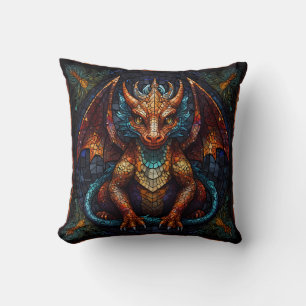 Coussin Dragon arc-en-ciel multicolore