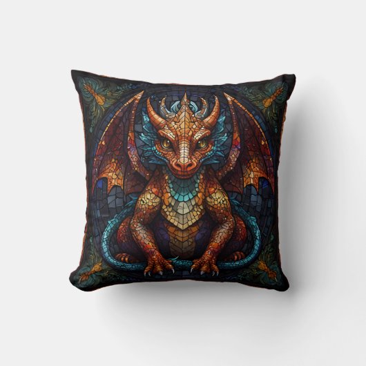 Coussin Dragon arc-en-ciel multicolore (Recto)
