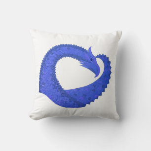 Coussin Dragon au cœur bleu sur fond blanc