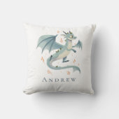 Coussin Dragon avec nom en monogramme pour chambre de garç (Recto)