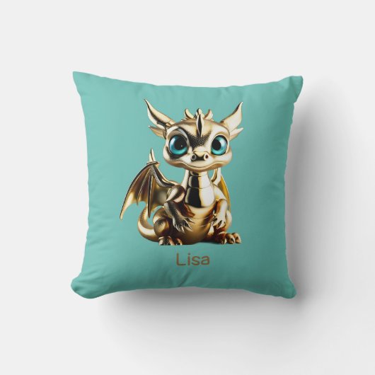 Coussin Dragon Bébé Doré (Recto)