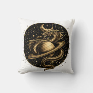 Coussin Dragon Céleste Fantastique Saturne Art Spatial
