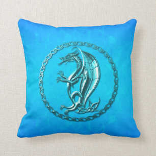Coussin Dragon celtique bleu