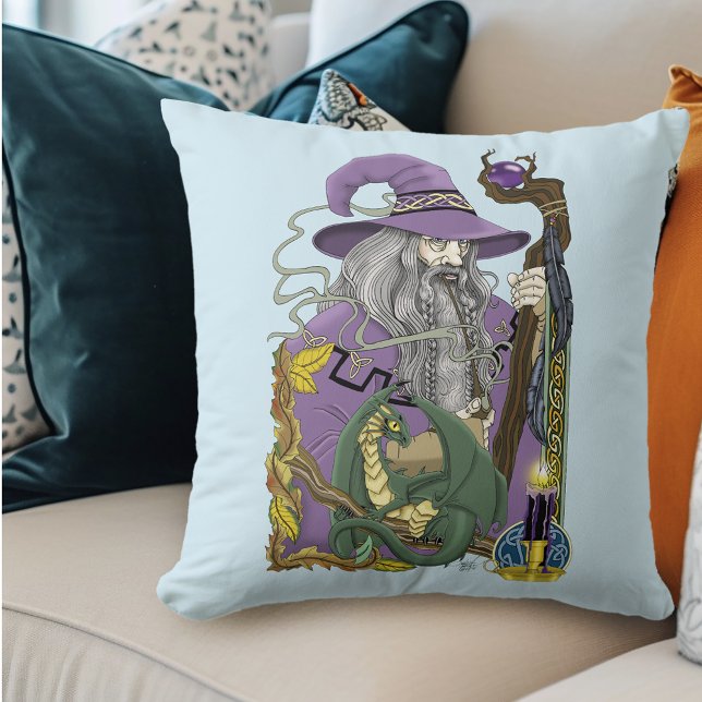 Coussin Dragon Celtique Fantastique Violet Magicien (Créateur téléchargé)
