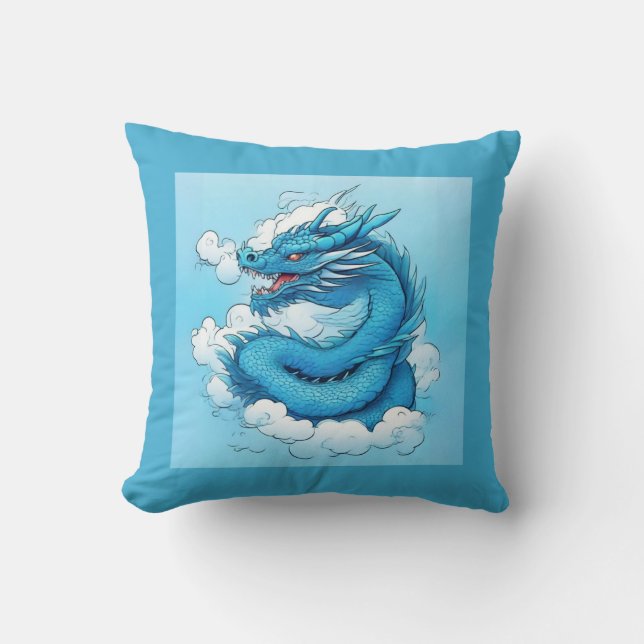 Coussin Dragon chinois dans les nuages (Recto)