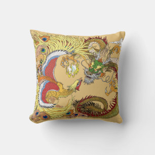 Coussin dragon chinois et phénix