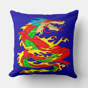 Coussin Dragon chinois rouge