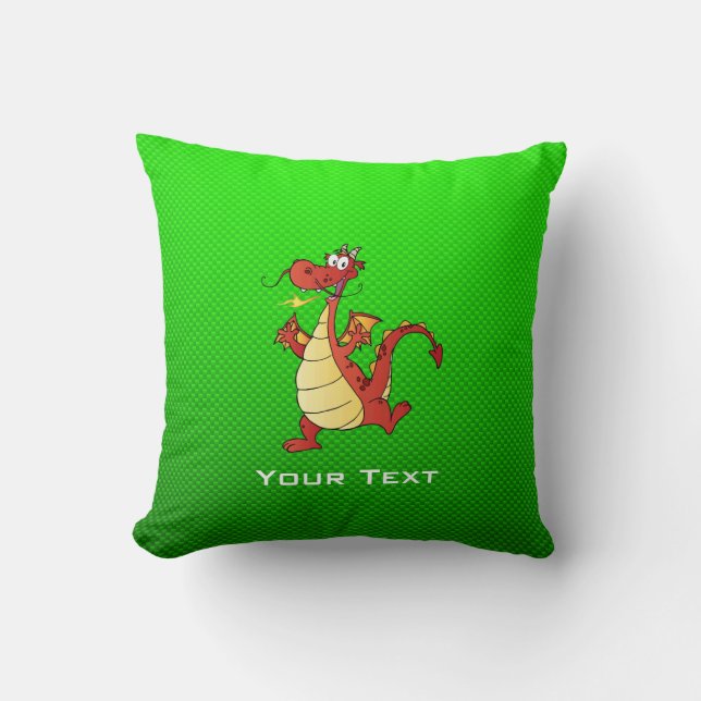 Coussin Dragon de bande dessinée ; Vert (Recto)