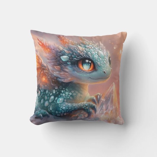 Coussin Dragon de bébé adorable avec Gem de cristal : Art (Recto)