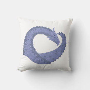 Coussin Dragon de coeur gris bleu sur blanc