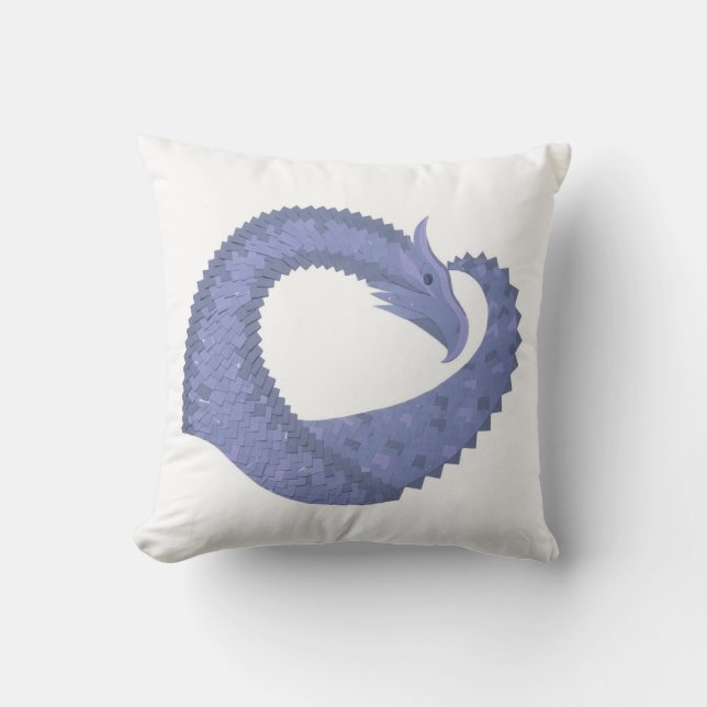 Coussin Dragon de coeur gris bleu sur blanc (Recto)